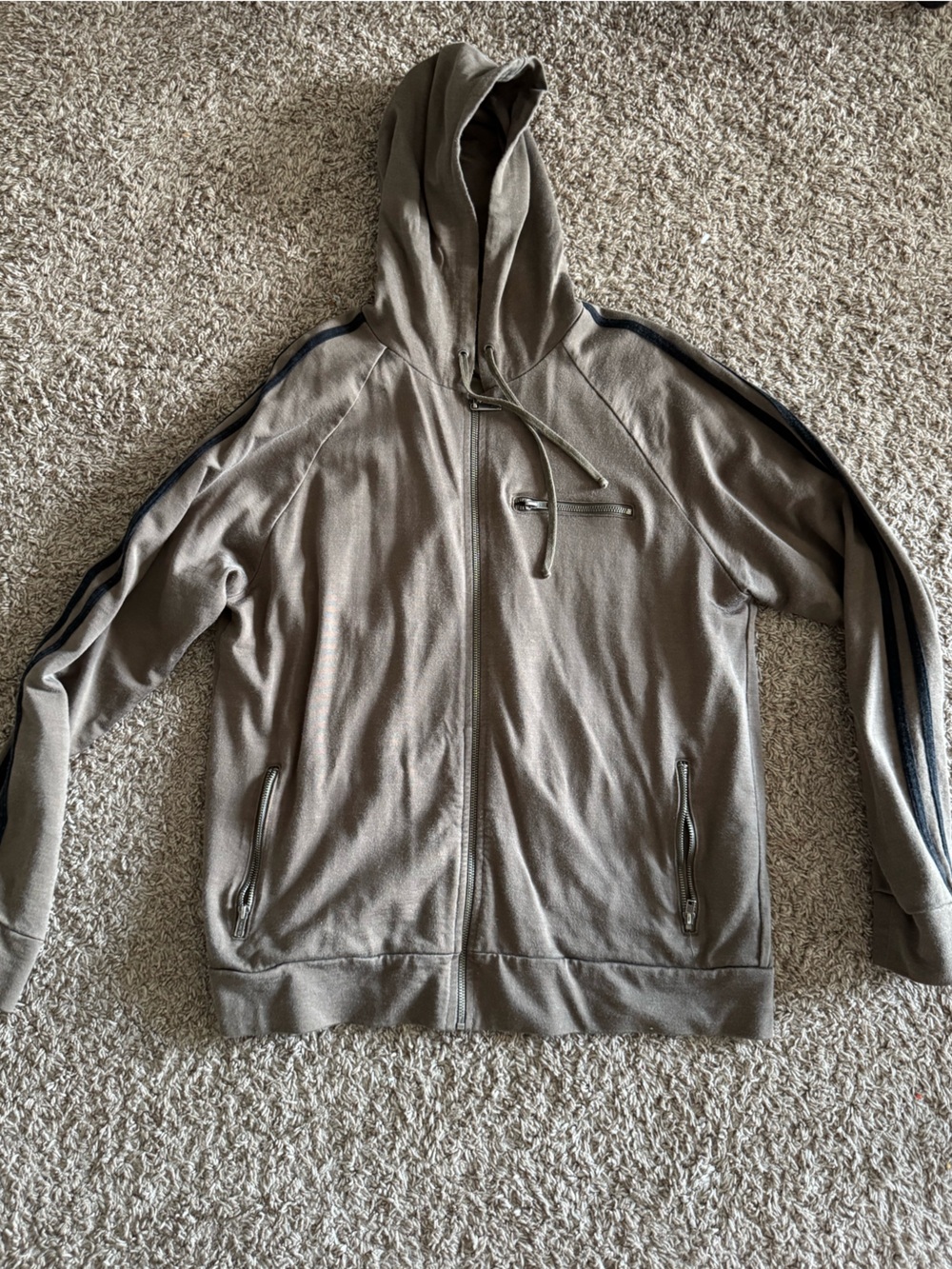 Juicy Couture Dirty English Taupe Men’s Zip Hoodie with Embroidery Detail